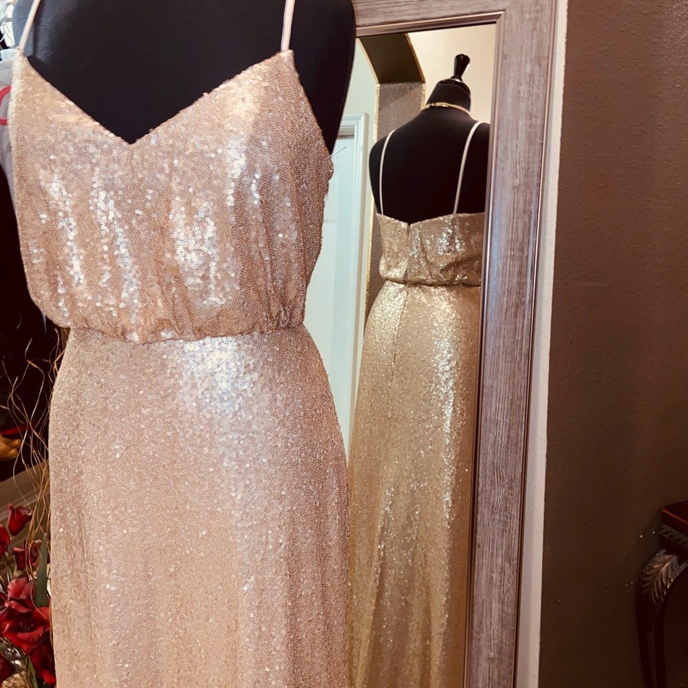 Gold Sequin long formal dress - Picture 9 of 10